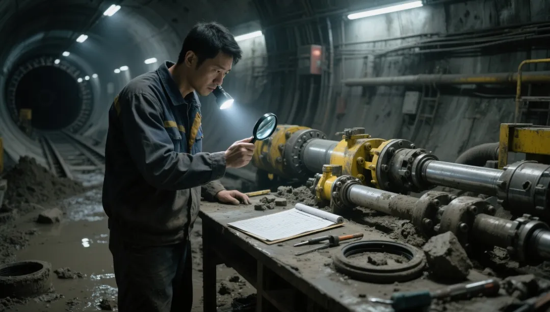 Inspecting shield machine hydraulic cylinder
