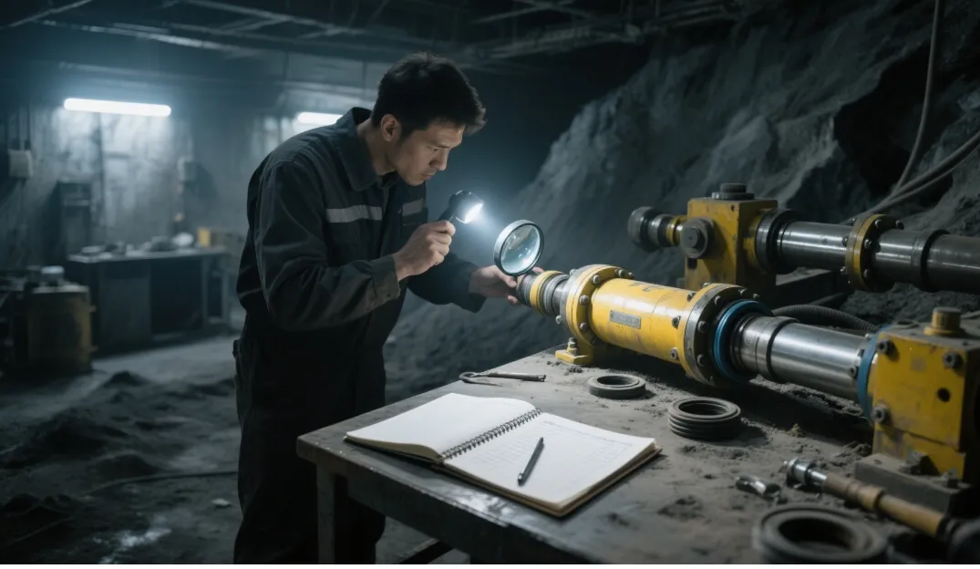 Inspecting industrial hydraulic cylinder