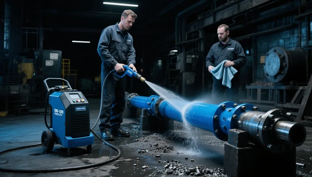 Cleaning industrial hydraulic cylinder
