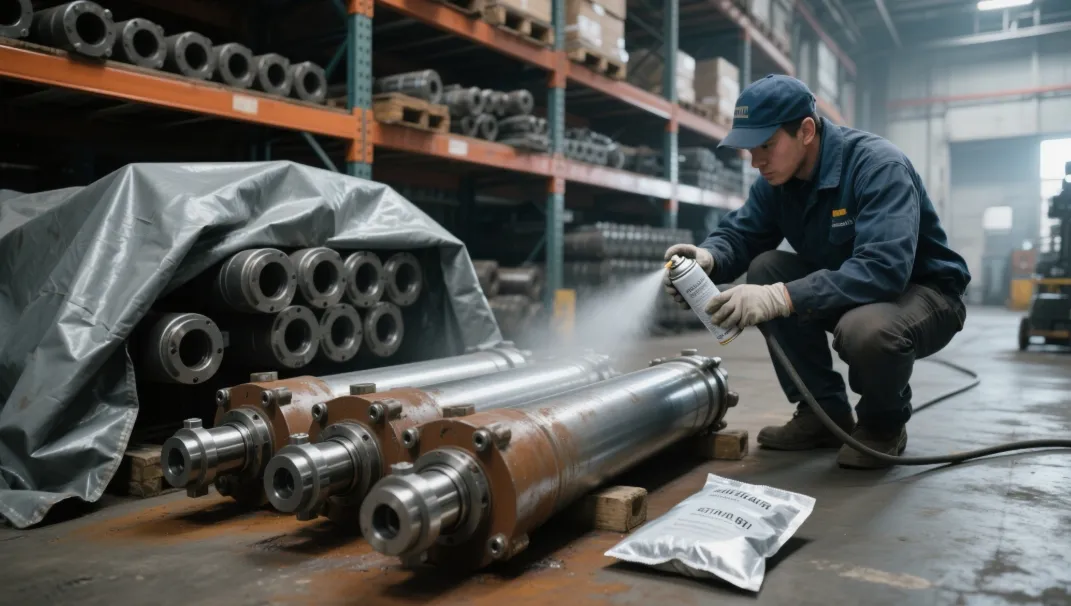 Lubricating industrial hydraulic cylinder
